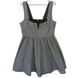 Baby Pink Houndstooth Fit & Flare Dress Womens Large Black White Excellent Wool